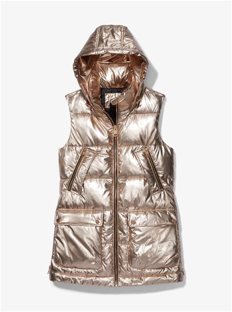 michael kors gold puffer vest|Michael Kors down vest women.